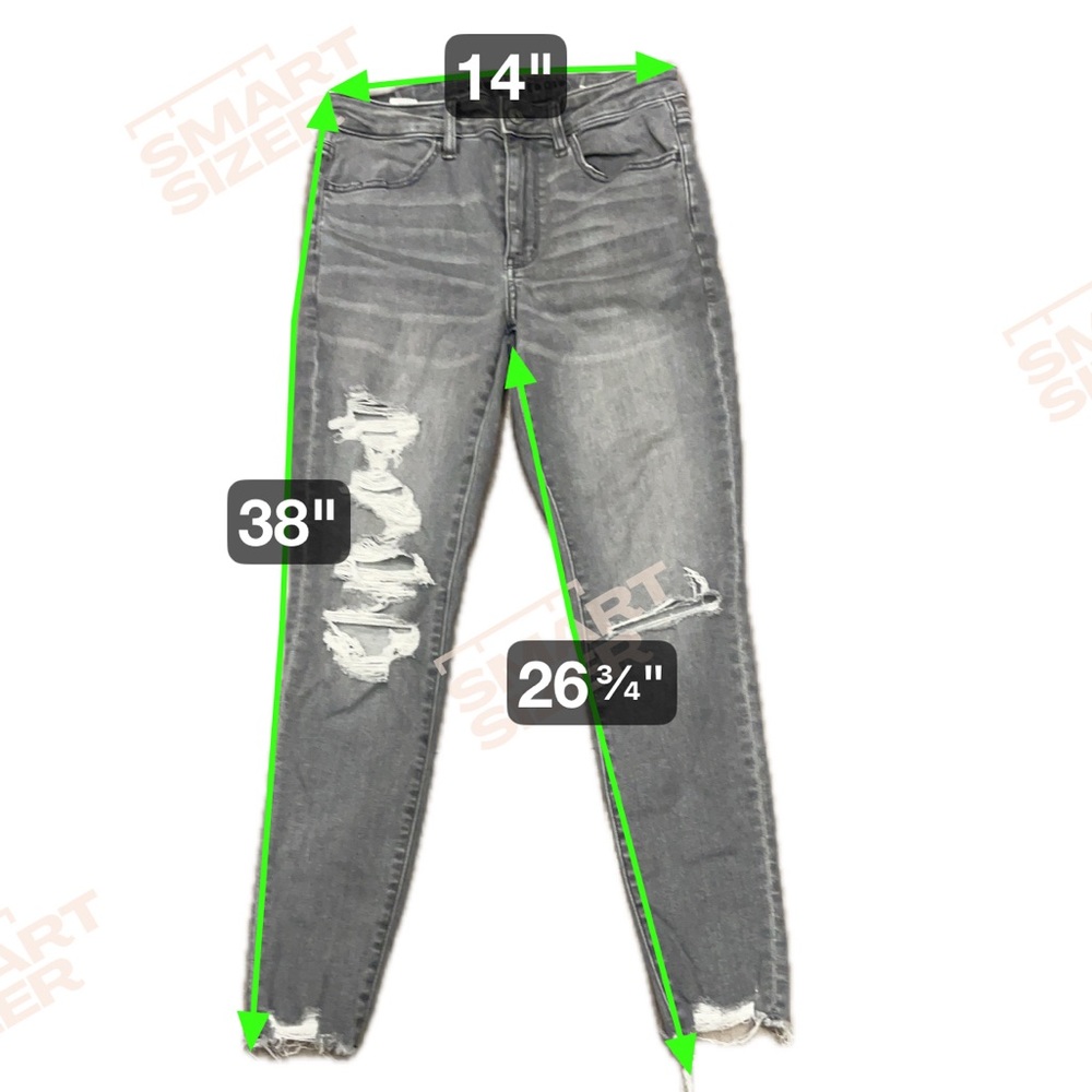 American Eagle Next Level Stretch  Distressed High Rise GrayJeans Size 6 - Picture 3 of 8